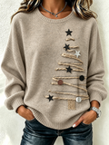 Women's Casual Christmas Tree Crew Neck Daily Long Sleeve Sweatshirt