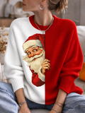 Women's Casual Christmas Print Long Sleeve Crew Neck Sweater