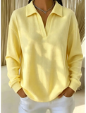 Women’s Oversized Waffle Polo Sweatshirt