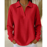 Women’s Oversized Waffle Polo Sweatshirt