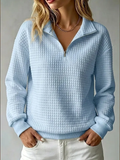 Women's Casual Textured Zip Up Long Sleeve Half Sweatshirts