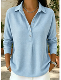 Women's Casual Waffle Plain Vintage Basic Classic Long Sleeve Top