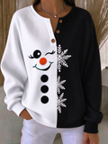 Women's Vintage Christmas Snowman Collar Long Sleeve Sweatshirt