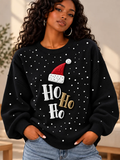 Women's Christmas Cotton Blend Print Long Sleeve Sweatshirt