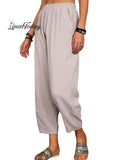 Casual Loose Solid Color Elastic Waist Pants