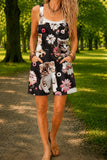 Women’s Black Rose Cat Print Casual Cotton Wide Leg Romper