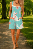Women’s Cute Cat Print Casual Cotton Wide Leg Romper