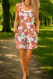 Women’s Coral White Flower Print Casual Cotton Wide Leg Romper