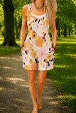 Women’s Beige Retro Floral Print Casual Cotton Wide Leg Romper