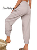 Casual Loose Solid Color Elastic Waist Pants
