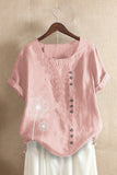 Floral Print Crew Neck Short Sleeves T-shirt