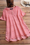 Solid Casual O-neck Short Sleeves T-shirt