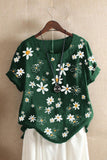 Floral Print Casual Round Neck Short Sleeves T-shirt