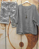 Camouflage Casual Summer Half Sleeves Two Piece Suit