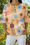 Womens Orange Tropical Print Casual Shirt