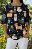 Womens Black Multi-Breed Dog Print Casual Shirt