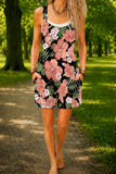 Women’s Black Rose Floral Print Casual Cotton Wide Leg Romper