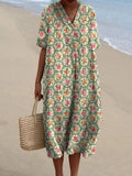 Women's Vintage Floral Art Print Casual Flowy Dress RD009