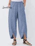 Women's Casual Pure Color Cotton Cropped Pants