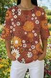 Womens Brown Floral Print Casual Shirt