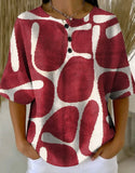 Women's Retro Multicolor Gradient Patchwork Abstraction Patterns Art Print Casual Waffle Cotton Shirt RM607