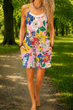 Women’s Yellow Colorful Floral Print Casual Cotton Wide Leg Romper