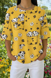 Womens Yellow Dalmatian Print Casual Shirt