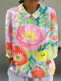 Women's Watercolor Flowers Art Print Shirt