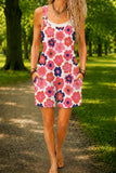 Women’s Pink Retro Floral Print Casual Cotton Wide Leg Romper