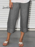Plus Size Elastic Waist Solid Short Pants