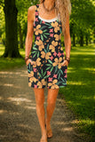 Women’s Dark Vintage Floral Print Casual Cotton Wide Leg Romper