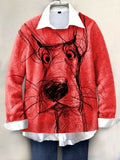 Cute Dog Hand-painted Art Print Knit Pullover Sweater RM001