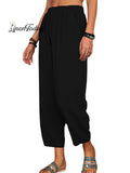 Casual Loose Solid Color Elastic Waist Pants