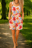 Women’s Orange Tropical Floral Print Casual Cotton Wide Leg Romper