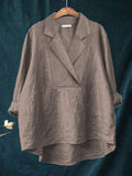 Women's Casual Cotton And Linen Suit Collar Shirt