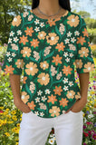 Womens Green Floral Print Casual Shirt