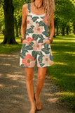 Women’s Green Rose Floral Print Casual Cotton Wide Leg Romper