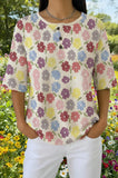 Womens Pink Geometric Floral Print Casual Shirt