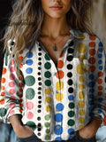 Women's Retro Abstraction Art Print Casual Long Sleeve Comfortable Cotton Shirt