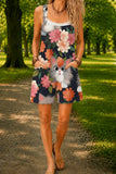 Women’s Dark Floral Cat Print Casual Cotton Wide Leg Romper