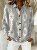 Women's Vintage Print Collared Sweater 1407