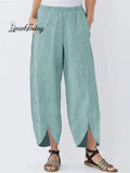 Women's Casual Pure Color Cotton Cropped Pants
