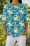 Womens Teal Floral Print Casual Shirt