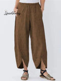 Women's Casual Pure Color Cotton Cropped Pants
