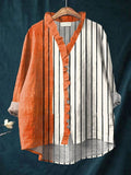 Women's Vintage Abstract Geometry Art Print Casual Cotton And Linen 3/4 Sleeve Shirt