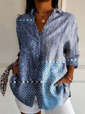 Women's Retro Polka Dot Art Print Casual Cotton Shirt