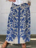 Women's Vintage Floral Art Print Casual Cotton And Linen 3/4 Sleeve Shirt