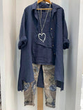 Plus Size Blue Tank Top Trouser Cardigan Three Piece Set