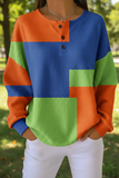 Women's Gradient Pattern Art Print Casual Waffle Sweatshirt RSWF1212