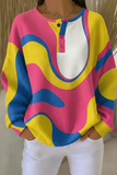 Women's Gradient Pattern Art Print Casual Waffle Sweatshirt RSWF1219